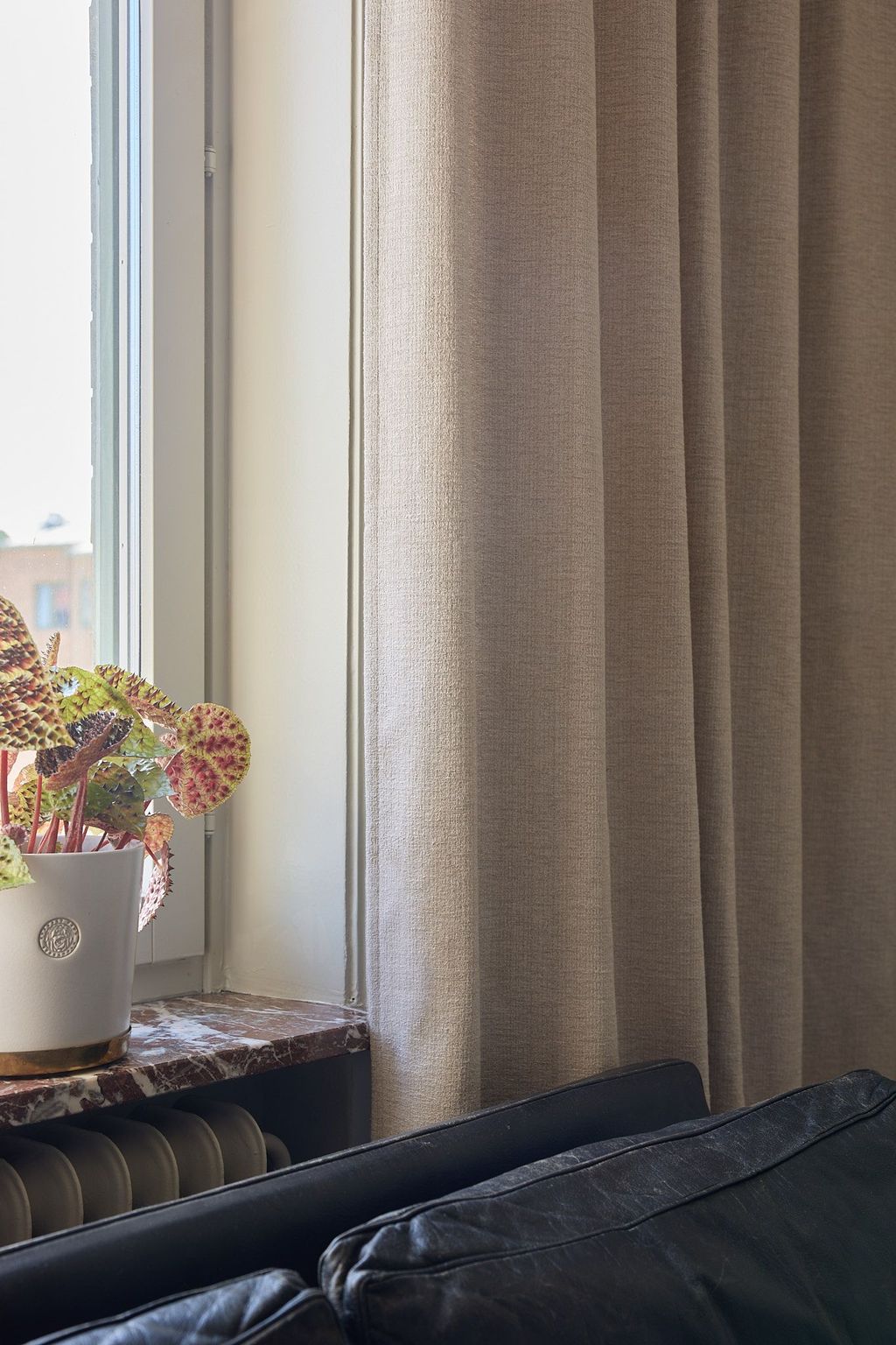 Light brown curtain with clear texture