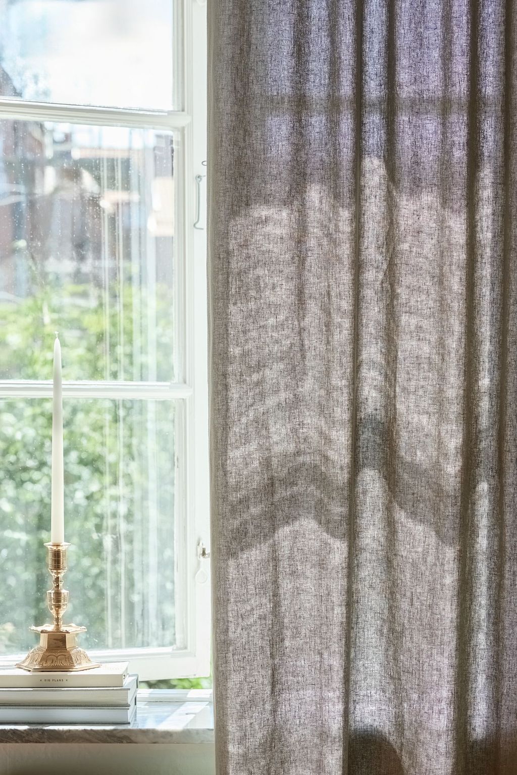 Sage curtain in a linen blend