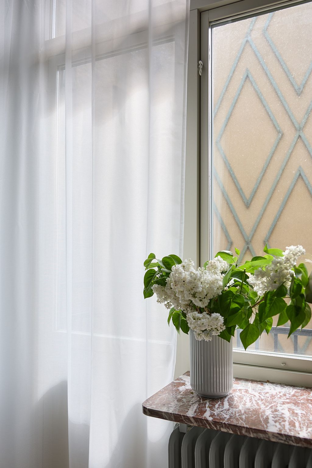 White hotel curtain