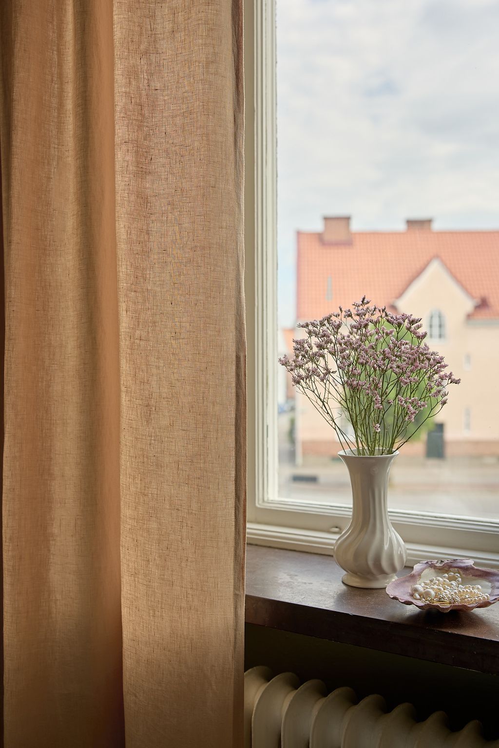Beige linen curtain